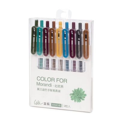 Blister set of 9 gel pens in various colours. Multicolored