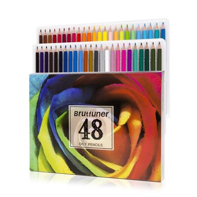 Set of 48 oil-based colored pencils. Multicolored