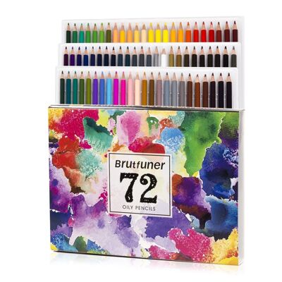 Set of 72 oil-based colored pencils. Multicolored