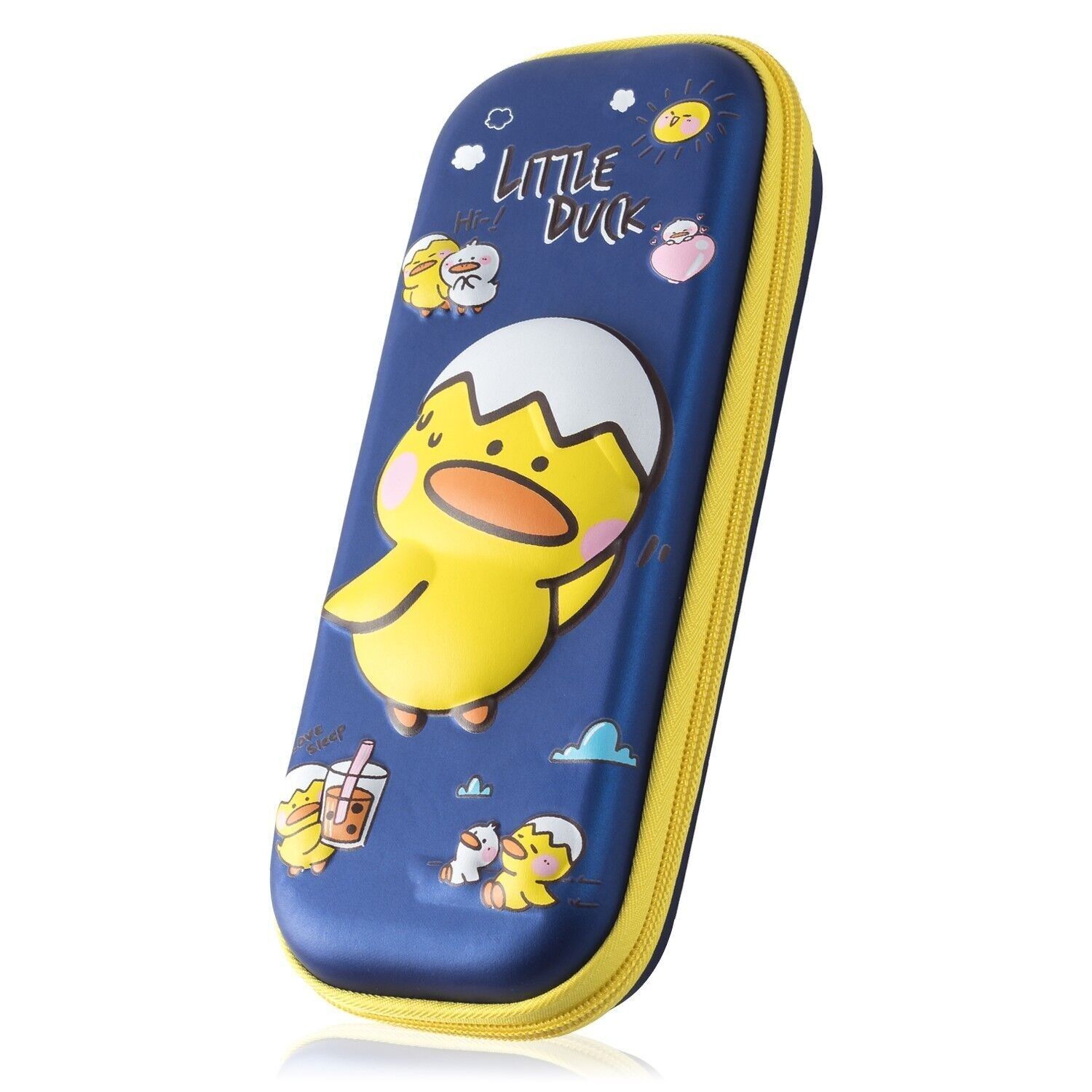 Federmäppchen mit 3D-Huhn-Design. Blau