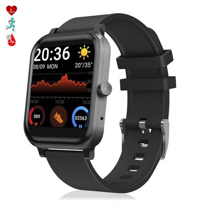 H10 Smartwatch with heart rate, blood pressure and O2 monitor. 8 sports modes. Black