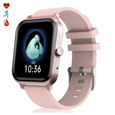 H10 Smartwatch with heart rate, blood pressure and O2 monitor. 8 sports modes. Dark Rose