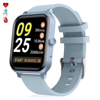H10 Smartwatch with heart rate, blood pressure and O2 monitor. 8 sports modes. Petrol Blue