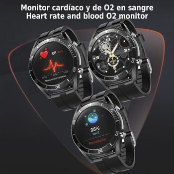 Musique spéciale Smartwatch M25. Appels Bluetooth, moniteur O2 cardiaque et sanguin. 6 modes sportifs. Le noir 2