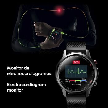 Smartwatch F800 avec traitement au laser sanguin, thermomètre corporel, moniteur cardiaque et O2 sanguin. 5 modes sportifs. Le noir 2
