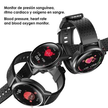 Smartwatch F800 avec traitement au laser sanguin, thermomètre corporel, moniteur cardiaque et O2 sanguin. 5 modes sportifs. Le noir 4