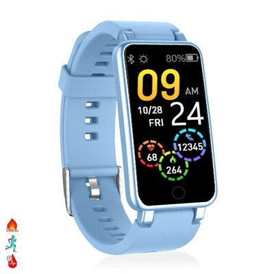 C2 Plus Smart-Armband mit Herzfrequenzmesser, Blutdruck und Benachrichtigungen. Hellblau