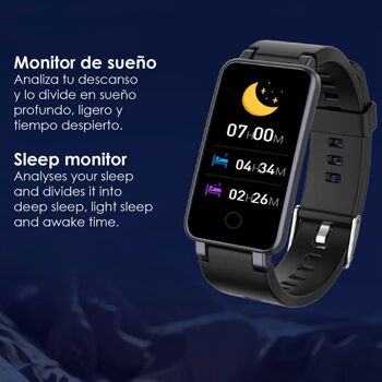 Bracelet intelligent C2 Plus avec moniteur de fréquence cardiaque, tension artérielle et notifications. Bleu clair 4