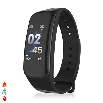 X1 smart bracelet with heart rate monitor, blood pressure and notifications. Black