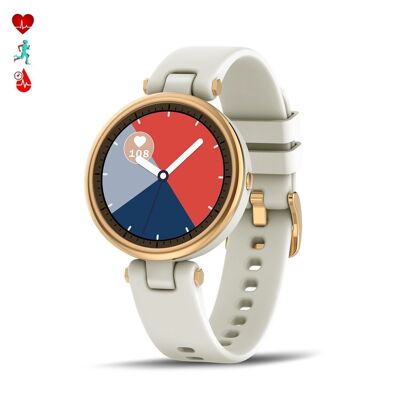 Women's special sports smartwatch QR01. 8 sports modes, heart rate monitor and blood pressure monitor. Light beige