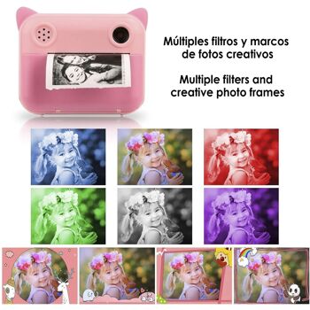 Appareil photo numérique 12mpx pour les photos et vidéo FullHD pour les enfants. Impression instantanée de vos photos préférées. Double caméra, pour les selfies. Bleu clair 2