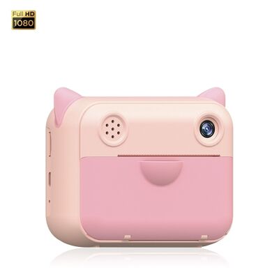 12mpx digital camera for photos and FullHD video for children. Instant printing of your favorite photos. Double camera, for selfies. Pink