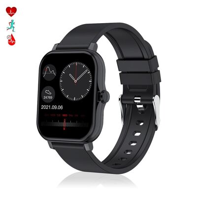 Smartwatch H30 con monitor de tensión y O2 en sangre, corona lateral funcional, notificaciones de aplicaciones. Negro