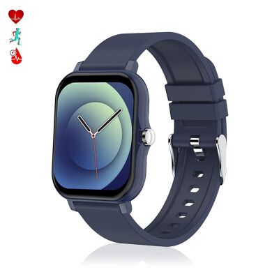 Smartwatch H30 con monitoraggio della pressione sanguigna e O2, corona laterale funzionale, notifiche delle applicazioni. Blu scuro