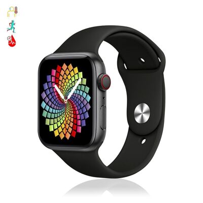 Montre connectée X8 Max avec composeur et appels Bluetooth, thermomètre corporel, moniteur de fréquence cardiaque et tensiomètre. Le noir