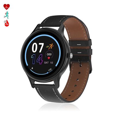 DT66 Smartwatch mit Blutdruck- und Sauerstoffmonitor. Verschiedene Sportmodi. Benachrichtigungen für iOS und Android. Schwarz