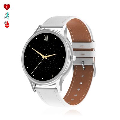 DT66 smartwatch with blood pressure and oxygen monitor. Various sports modes. Notifications for iOS and Android. Silver