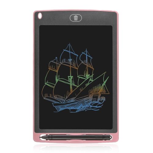 Tableta LCD portátil de dibujo y escritura con fondo multicolor de 8,5 pulgadas Rosa Claro