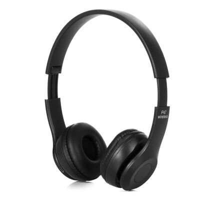 Cascos auriculares P47 Bluetooth 5.0 +EDR con radio FM incorporada y lector de Micro SD. Negro