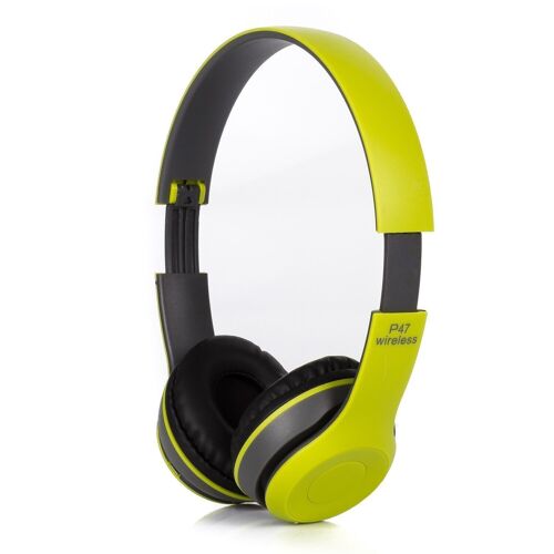 Cascos auriculares P47 Bluetooth 5.0 +EDR con radio FM incorporada y lector de Micro SD. Verde Claro