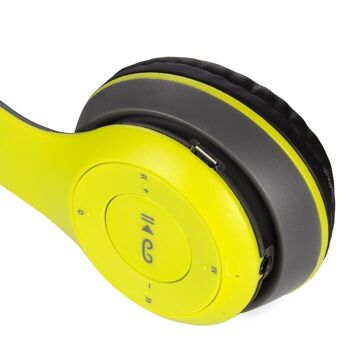 Casque P47 Bluetooth 5.0 + EDR avec radio FM intégrée et lecteur Micro SD. Vert clair 2