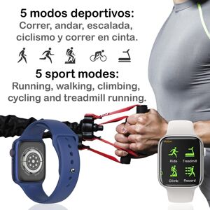 Smartwatch KD07 avec moniteur de fréquence cardiaque, de pression artérielle et d'O2. 5 modes sportifs. Appels Bluetooth. Blanc