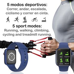 Smartwatch KD07 avec moniteur de fréquence cardiaque, de pression artérielle et d'O2. 5 modes sportifs. Appels Bluetooth. Bleu
