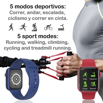 Smartwatch KD07 with heart rate, blood pressure and O2 monitor. 5 sports modes. Bluetooth calls. Red