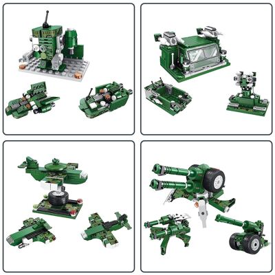 Il veicolo lancia missili da campo 8 in 1, con 681 pezzi. Costruisci 8 modelli individuali con 3 forme ciascuno. Verde