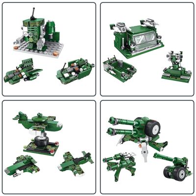 Vehicle launches field missiles 8 in 1, with 681 pieces. Build 8 individual models with 3 shapes each. Green