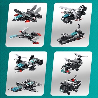 Super Pioneer Robot 12 in 1, with 577 pieces. Build 12 individual models with 2 shapes each. Multicolored