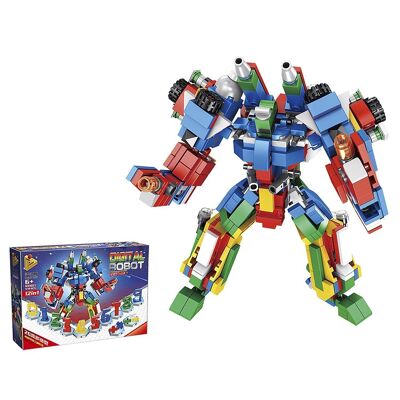 12 in 1 digital robot, with 570 pieces. Build 12 individual models with 2 shapes each: learn math + vehicle. Multicolored