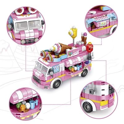 Ice Cream Truck 12 in 1, con 533 pezzi. Costruisci 12 modelli individuali con 2 forme ciascuno. Multicolore