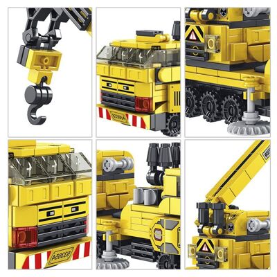 12-in-1 engineering crane, with 571 parts. Build 12 individual models with 2 shapes each. Yellow
