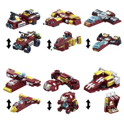 Steel Mecha 12 in 1, with 575 pieces. Build 12 individual models with 2 shapes each. Red