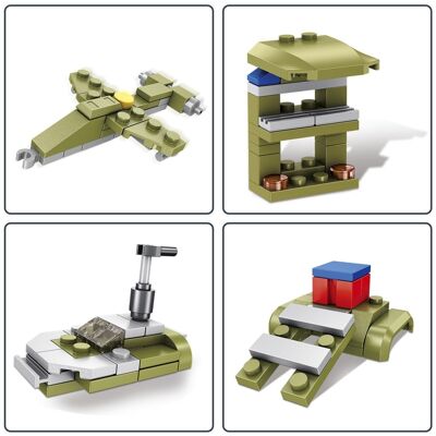 Terrain militaire 10 en 1, avec 215 pièces. Construisez 10 modèles individuels. Vert