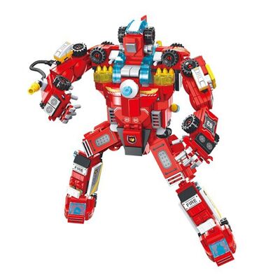 Fire robot 8 in 1. With 752 pieces Red