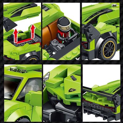 Racing car, 348 pieces Green