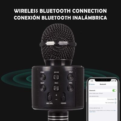 Multifunction Karaoke Microphone with Built-in Speaker Black
