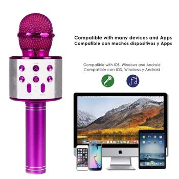 Microphone Karaoké Multifonction avec Haut-Parleur Intégré Fuchsia 2