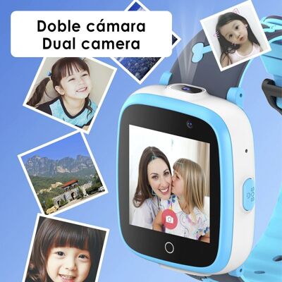 Children's smartwatch S6 game. Double camera, calls, SOS function, SIM slot. Light Blue