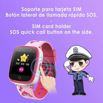 Jeu smartwatch S6 pour enfants. Double caméra, appels, fonction SOS, slot SIM. Bleu clair 2