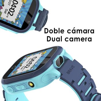 Montre de jeu smartwatch S23 pour enfants, avec 14 jeux, double caméra photo et vidéo. Bleu 3