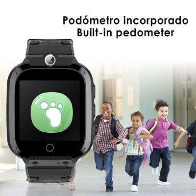 Kinder-Smartwatch S27 Musik & Spiel. Doppelte Foto- und Videokamera. Schwarz