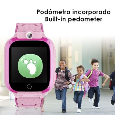 Children's smartwatch S27 music & game. Double photo and video camera. Pink