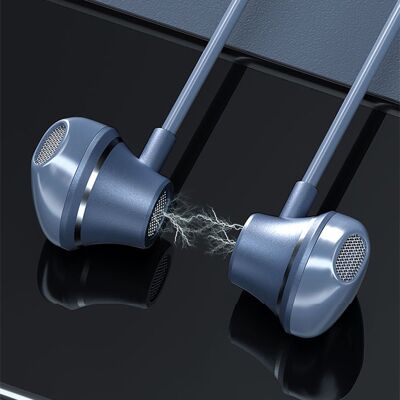 K12 Sport headphones with neckband. Bluetooth 5.2 magnetic headphones, led light, 15 hours of battery. Petrol Blue