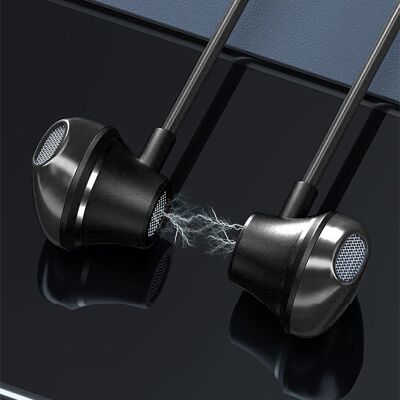 K12 Sport headphones with neckband. Bluetooth 5.2 magnetic headphones, led light, 15 hours of battery. Black