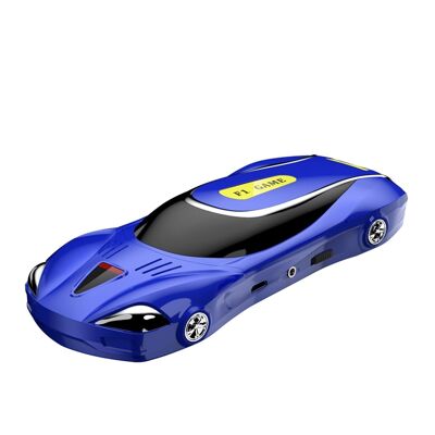Video game console F1 car shape, with 2.8 screen and 620 8-bit games included. Blue
