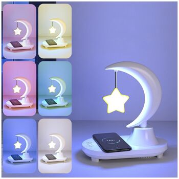 Lampe LED multicolore en forme d'étoile, avec chargeur sans fil et haut-parleur Bluetooth. Blanc 3