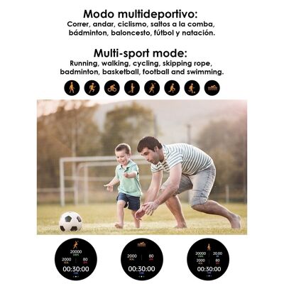 Smartwatch Y90 con 8 modalità sportive, O2 e sfigmomanometro. Notifiche con messaggio sullo schermo. Pelle